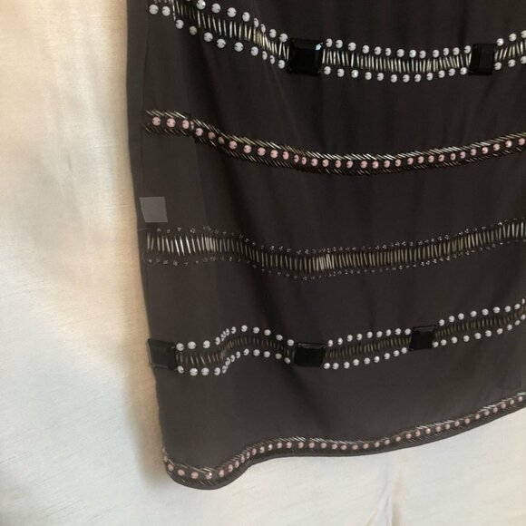Black namebrand Lined Mini Dress Grey with Beautiful Beading in Front Ladies Lg - Picture 7 of 15
